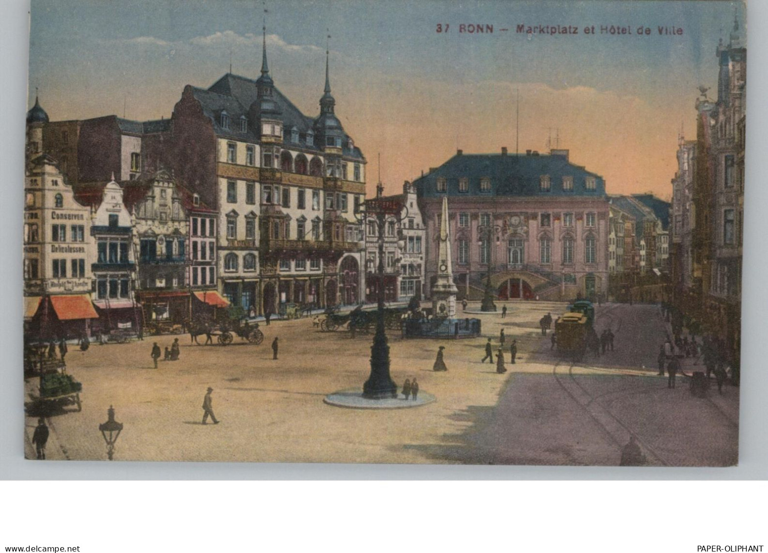 5300 BONN, Marktplatz / Rathaus / Strassenbahn, Handcoloriert, 20er Jahre - Bonn