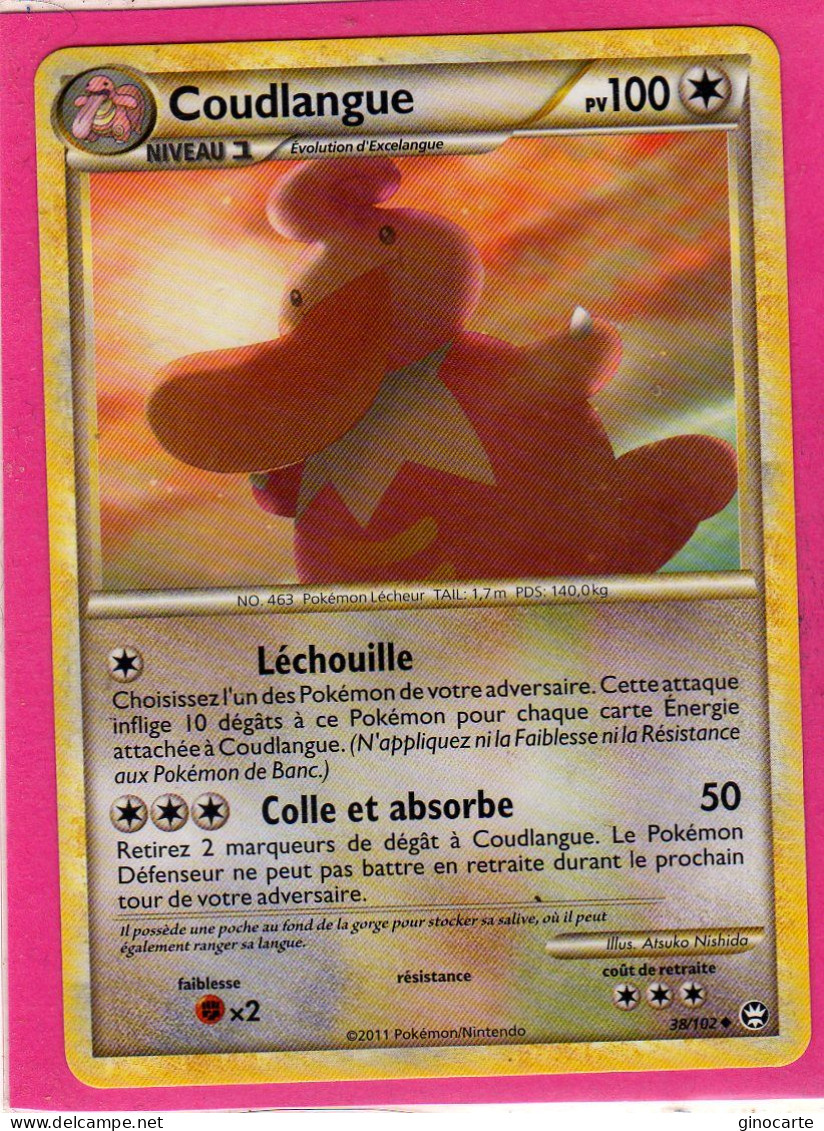 Carte Pokemon Francaise 2011 Heart Gold Triomphe 38/102 Coudlangue 100pv Neuve - HeartGold & SoulSilver