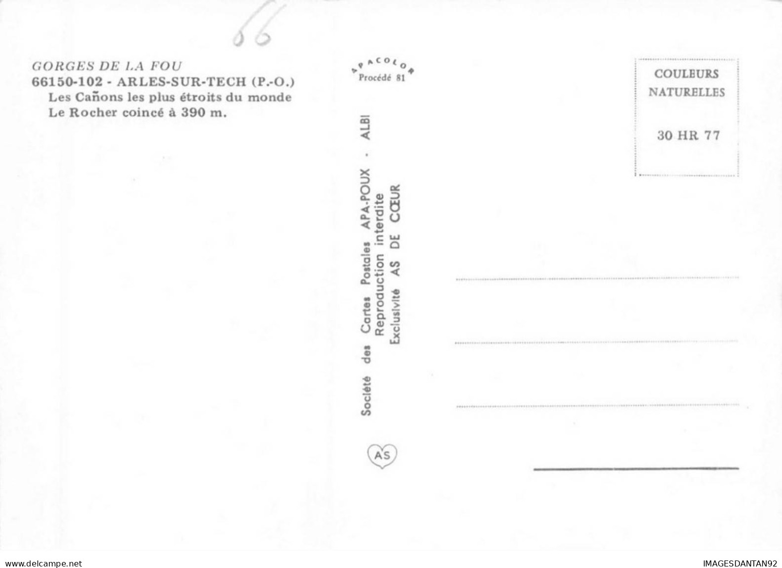 66 ARLES SUR TECH AA#DC907 GORGES DE LA FOU LES CANONS LES PLUS ETROITS DU MONDE LE ROCHER COINCE A 390 M - Other & Unclassified