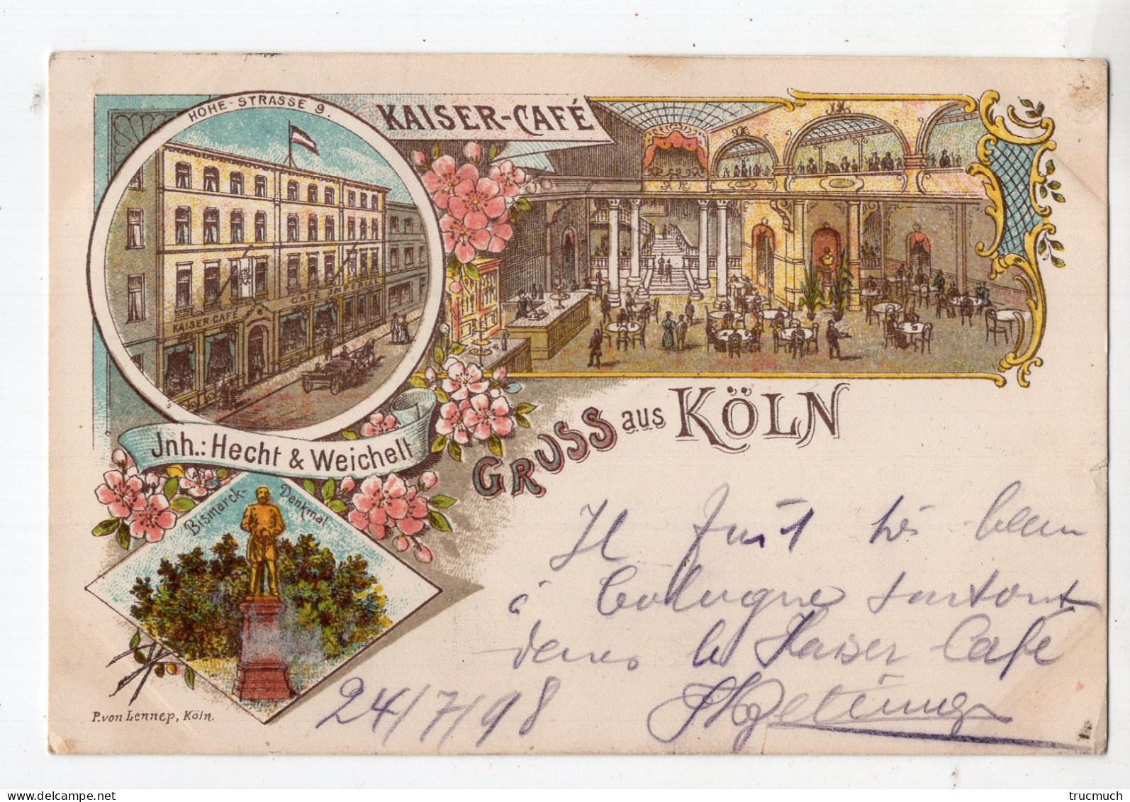 127 - Gruss Aus KÖLN - Kaiser-Café *litho*1898* - Köln