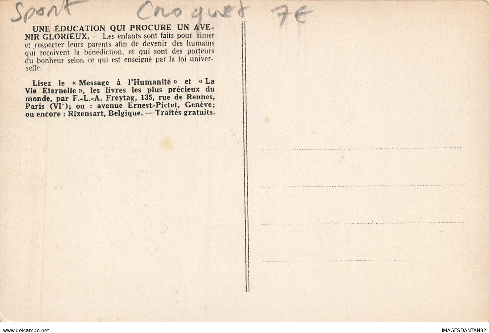 SPORT AC#MK1026 LES ENFANTS DU ROYAUME DE LA PAIX CROQUET - Autres & Non Classés