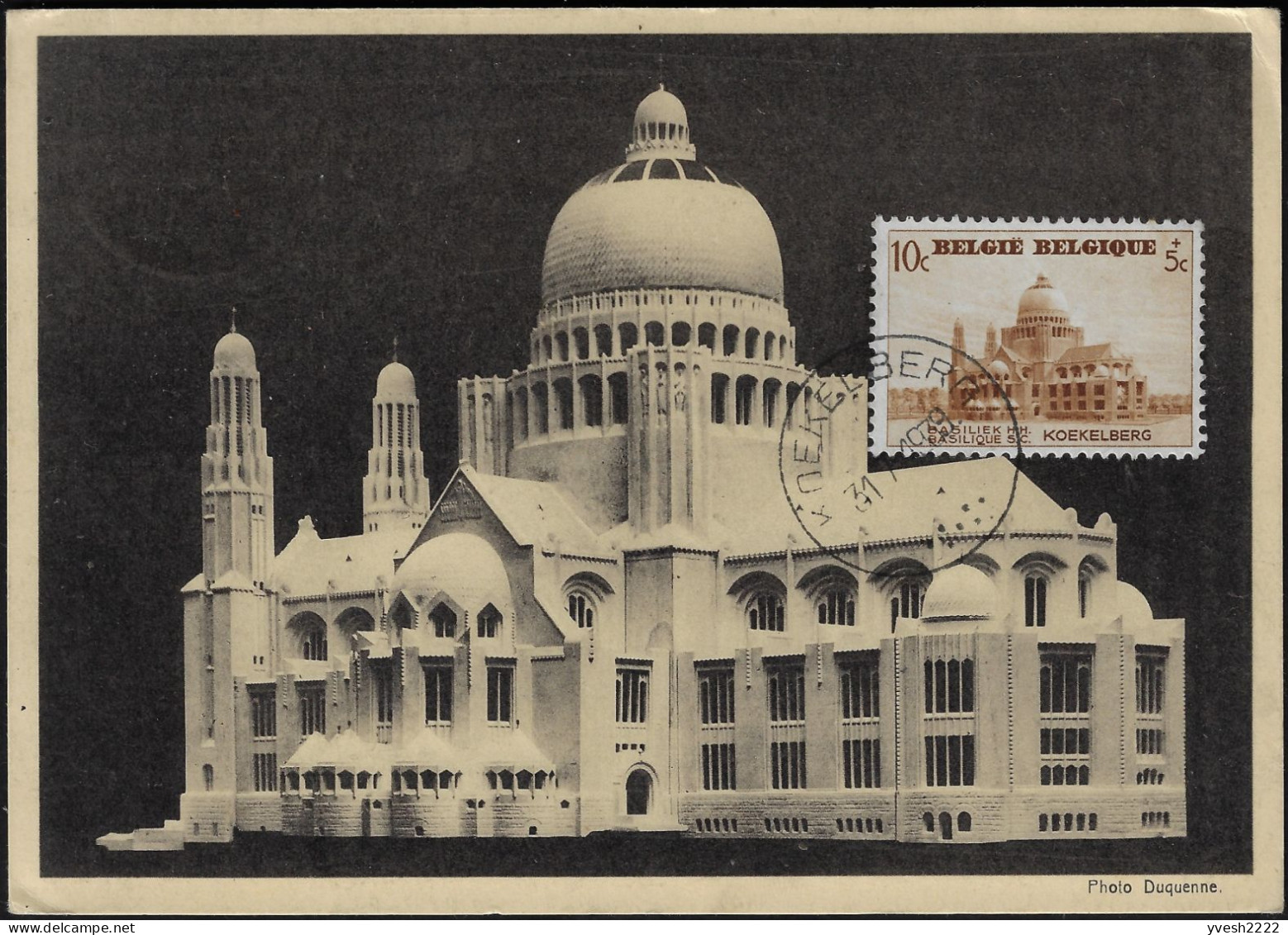 Belgique 1938 Y&T 471 Sur Carte Maximum. Basilique De Koekelberg - Iglesias Y Catedrales