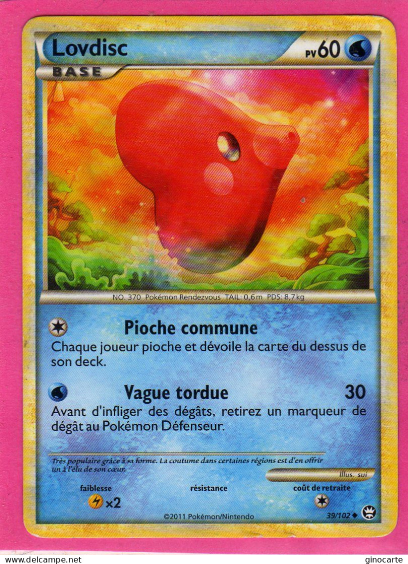 Carte Pokemon Francaise 2011 Heart Gold Triomphe 39/102 Lovdisc 60pv Occasion - HeartGold SoulSilver