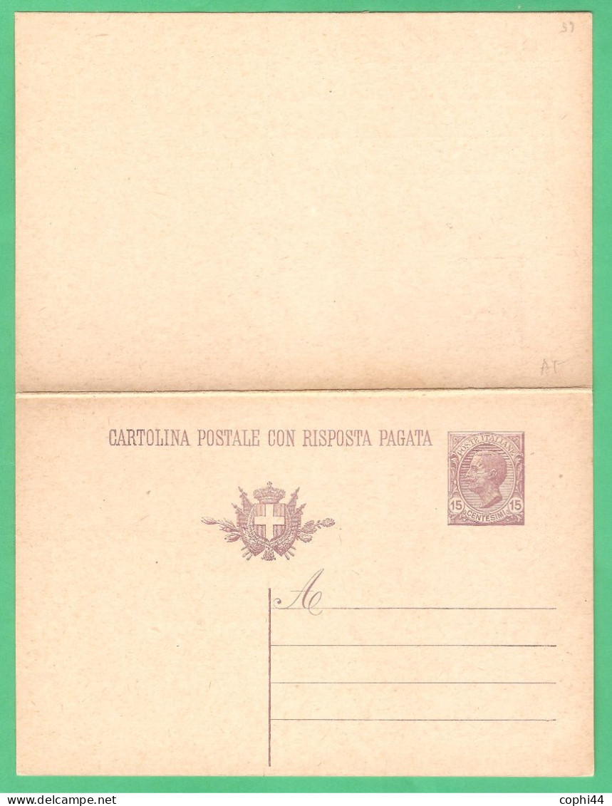 REGNO D'ITALIA 1927 CARTOLINA POSTALE VEIII LEONI VIOLA DOMANDA+RISPOSTA SENZA MILLESIMO (FILAGRANO C48) C 15+15 NUOVA - Entero Postal