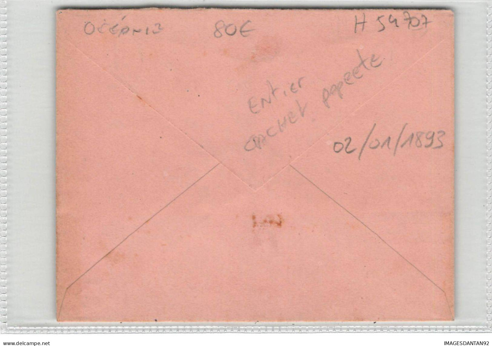 OCEANIE #FG54707 TAHITI ENTIER CACHET PAPEETE JANVIER 1893 - Cartas & Documentos