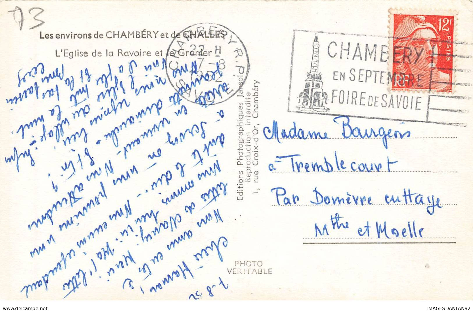 73 CHAMBERY AD#MK964 ENVIRONS DE CHAMBERY ET DE CHALLES L EGLISE DE LA RAVOIRE ET LE GRANIER - Chambery