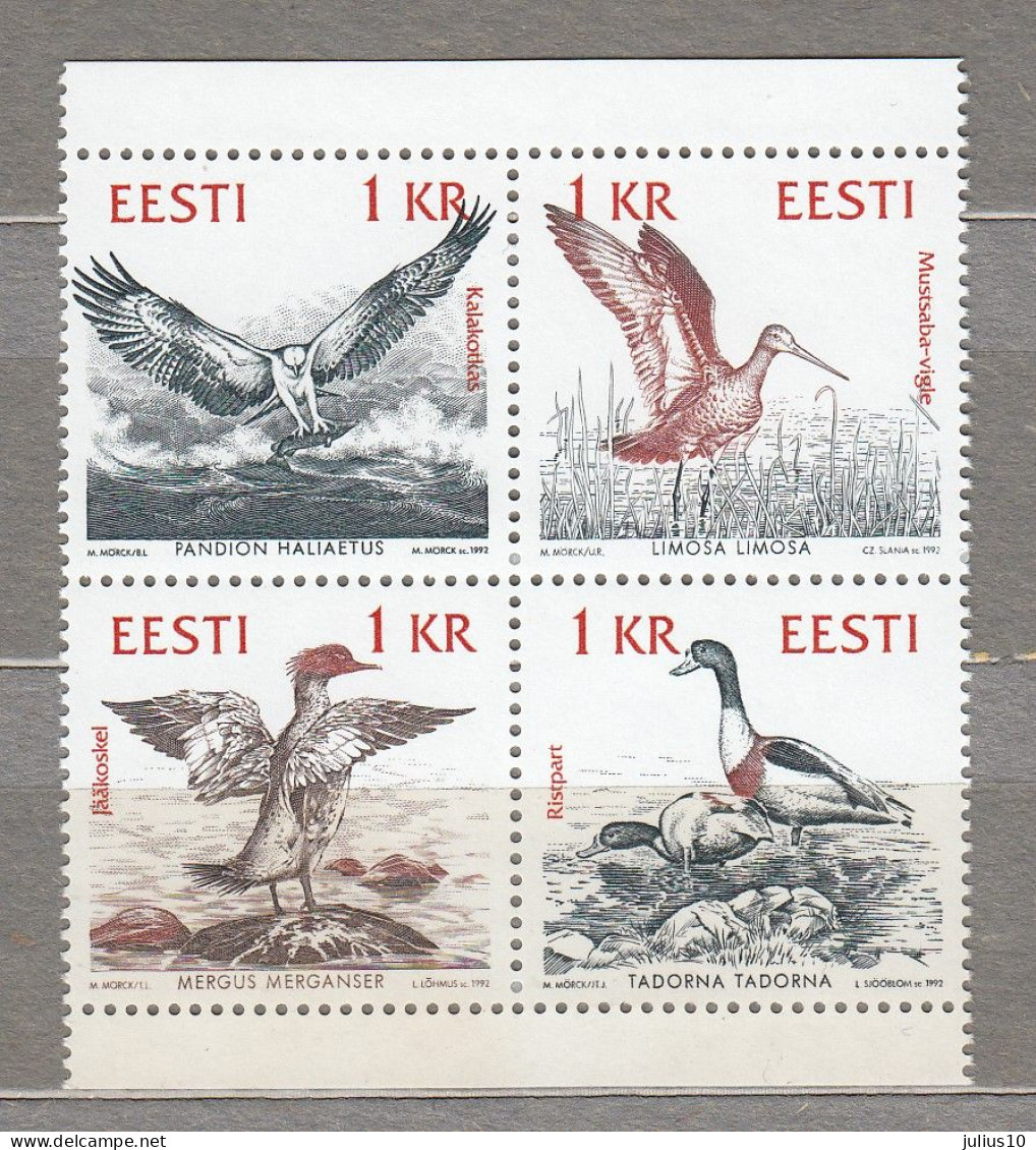 ESTONIA 1992 Birds Joint Issue MNH(**) Mi 188-191 # Est287 - Estonie