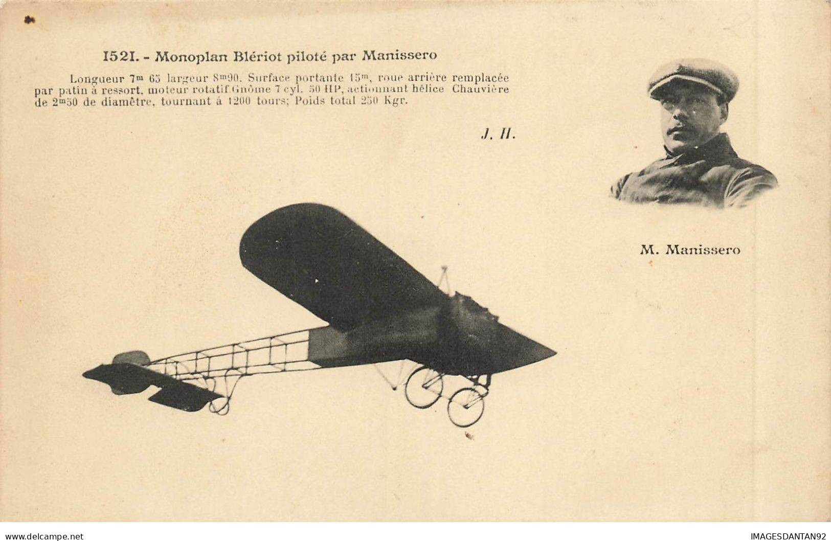 AVIATION AD#MK240 MONOPLAN BLERIOT PILOTE PAR MANISSERO - Autres & Non Classés