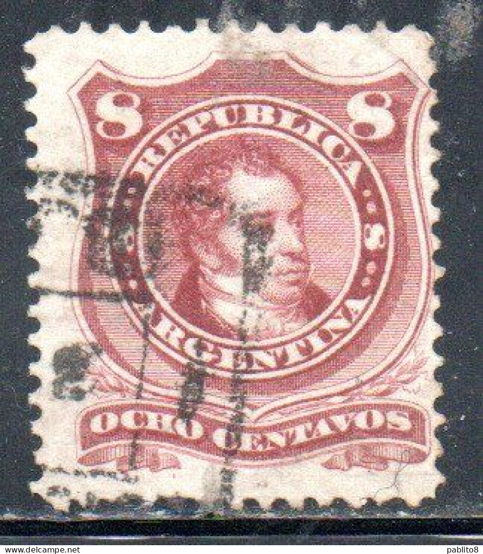 ARGENTINA 1877 1880 RIVADAVIA 8c USED USADO OBLITERE' - Used Stamps