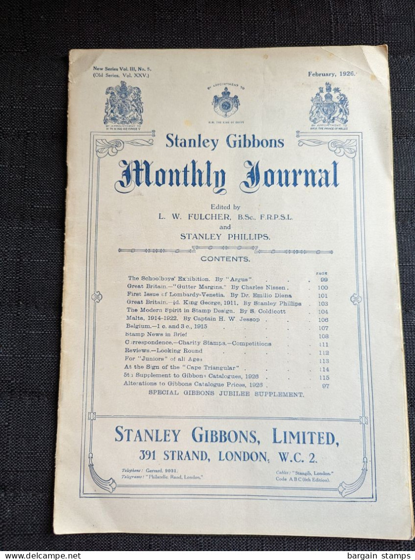 Batch Of 4 Stanley Gibbons Monthly Journals - Nov 1925 Fev 1926 - Handbücher