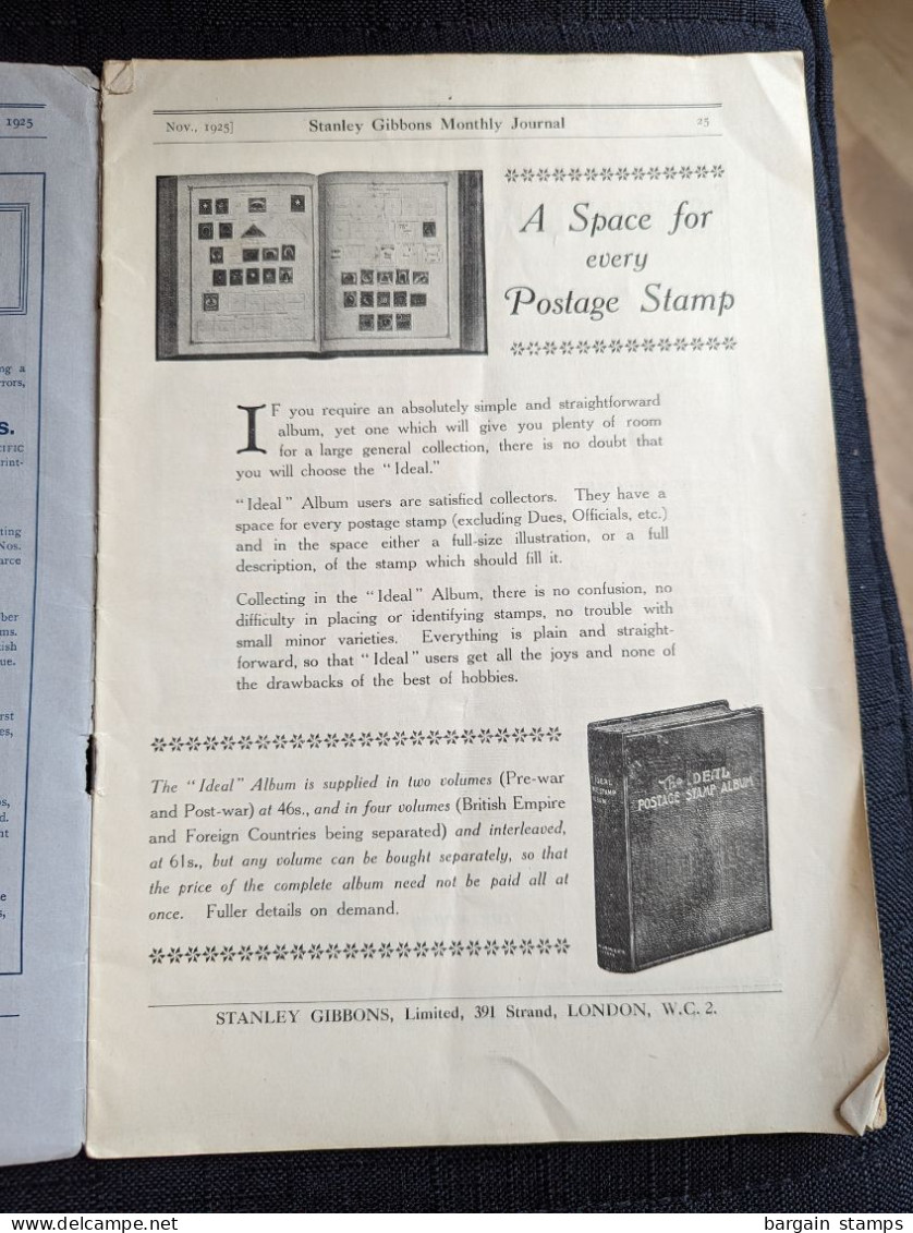 Batch of 4 Stanley Gibbons monthly journals - Nov 1925 Fev 1926