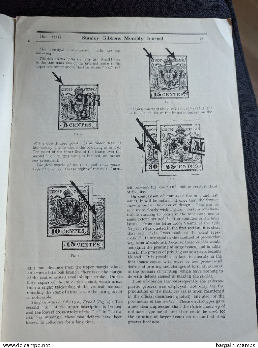 Batch of 4 Stanley Gibbons monthly journals - Nov 1925 Fev 1926