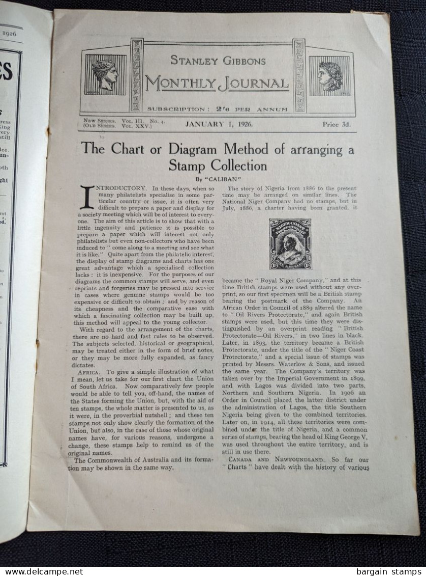 Batch of 4 Stanley Gibbons monthly journals - Nov 1925 Fev 1926