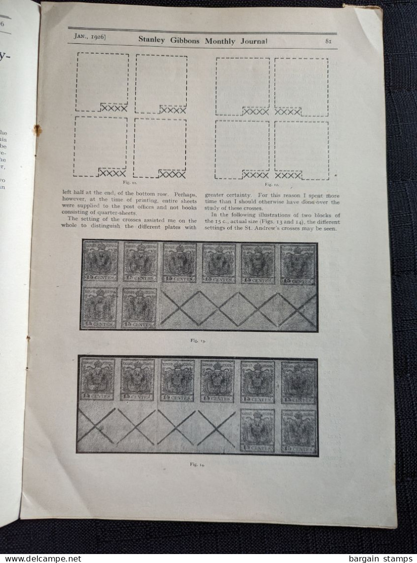 Batch of 4 Stanley Gibbons monthly journals - Nov 1925 Fev 1926
