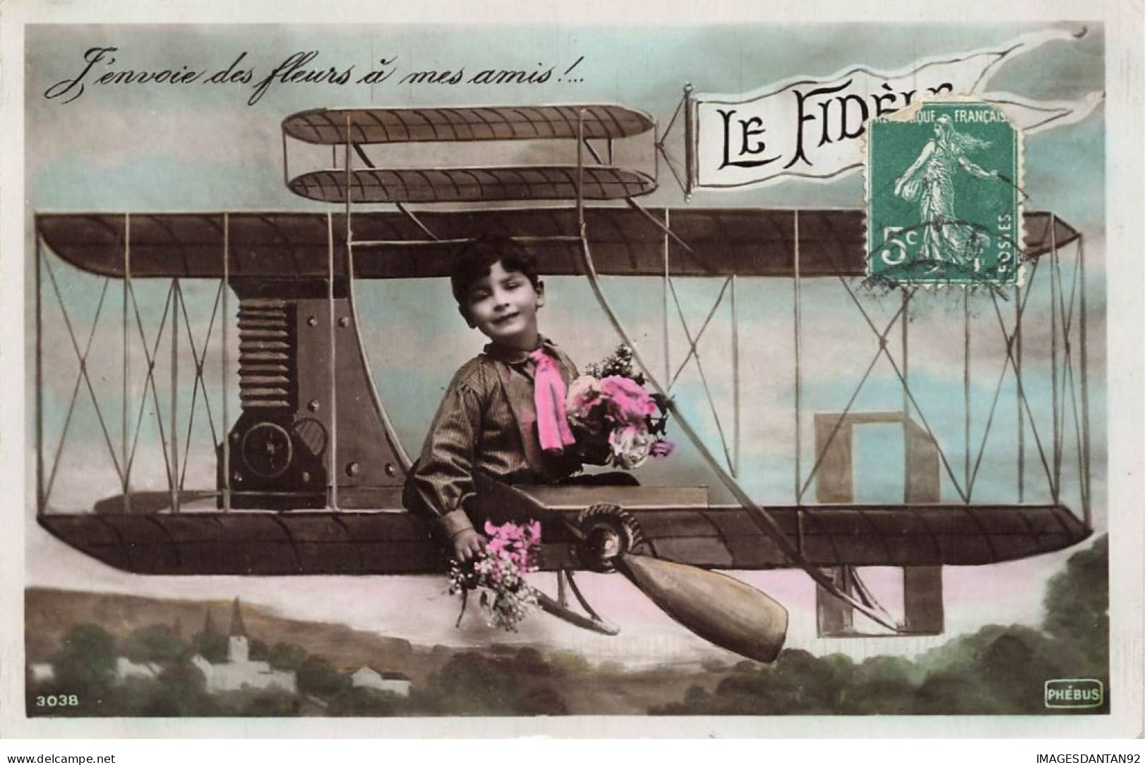 AVIATION AF#DC650 PHOTOMONTAGE ENFANT AVEC DES FLEURS DANS UN AVION - ....-1914: Precursores