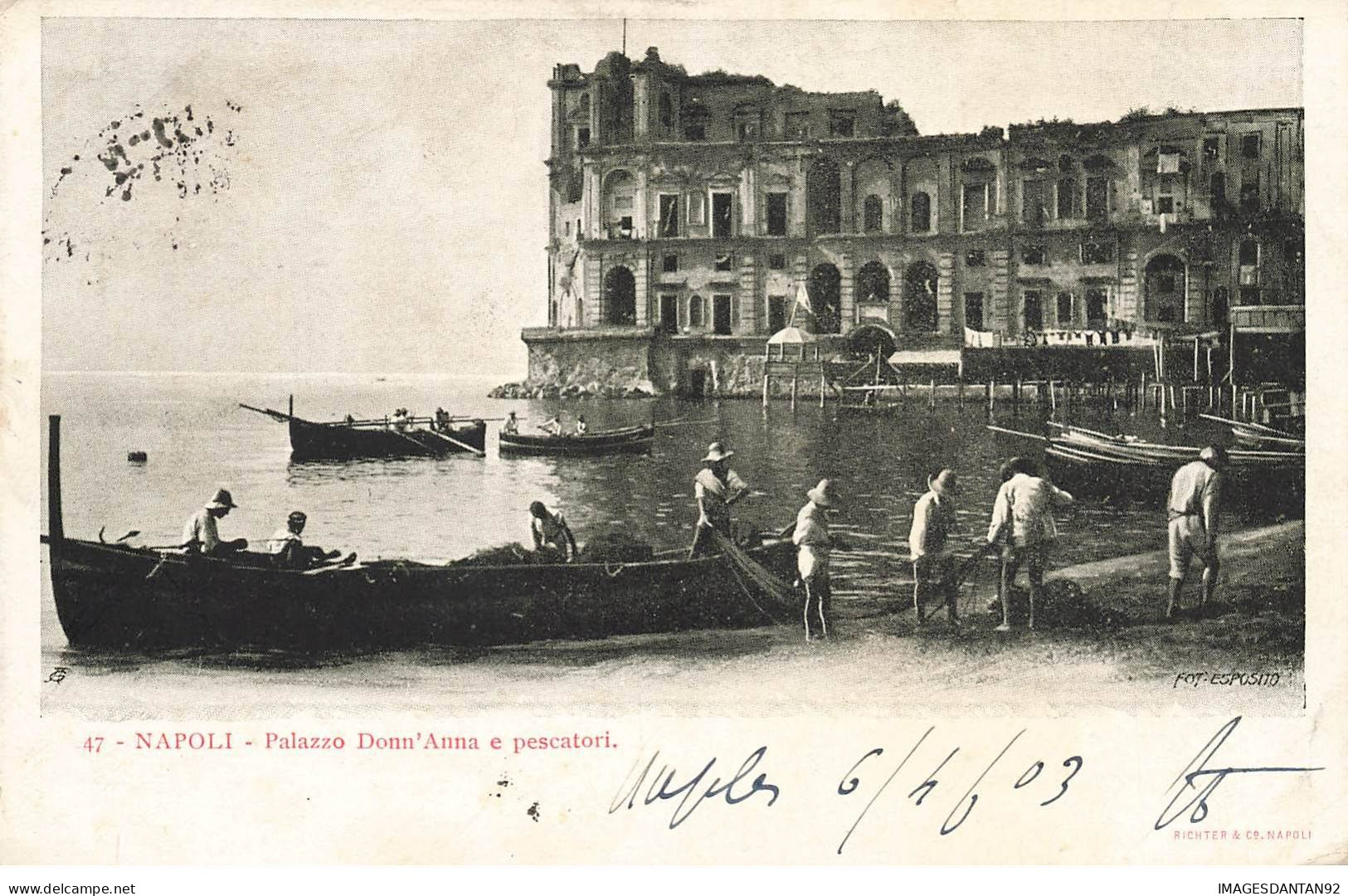 ITALIE AF#DC754 CAMPANIA NAPOLI PALAZZO DONN'ANNA E PESCATORI PECHEURS ET FILETS - Napoli (Naples)