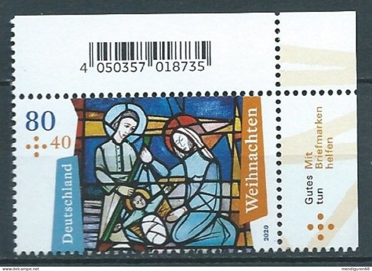 ALLEMAGNE ALEMANIA GERMANY DEUTSCHLAND BUND 2020 WEIHNACHTEN KIRCHENFENSTER DIE GEBURT CHRISTI  MI 3571 YT 3349 SN B117 - Ungebraucht