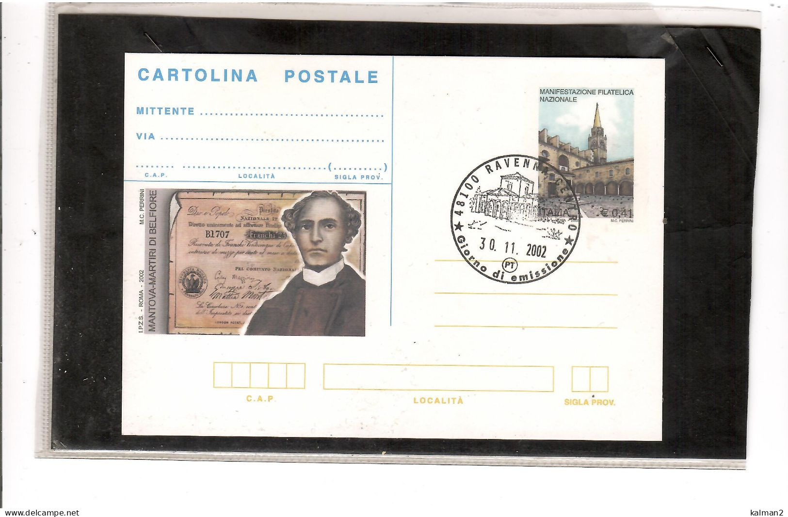 TEM20072   -  RAVENNA 30.11.2002   /  FDC INTERO CAT.FILAGRANON C.251 "MANIFESTAZIONE FILATELICA  NAZIONALE" - Philatelic Exhibitions