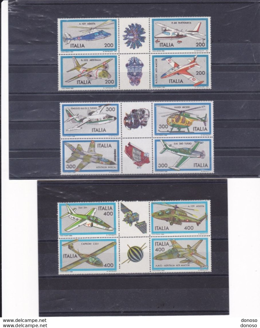 ITALIE 1981-1983 HELICOPTERES ET AVIONS I-III Yvert NEUF** MNH Cote : 17 Euros - 1981-90:  Nuevos