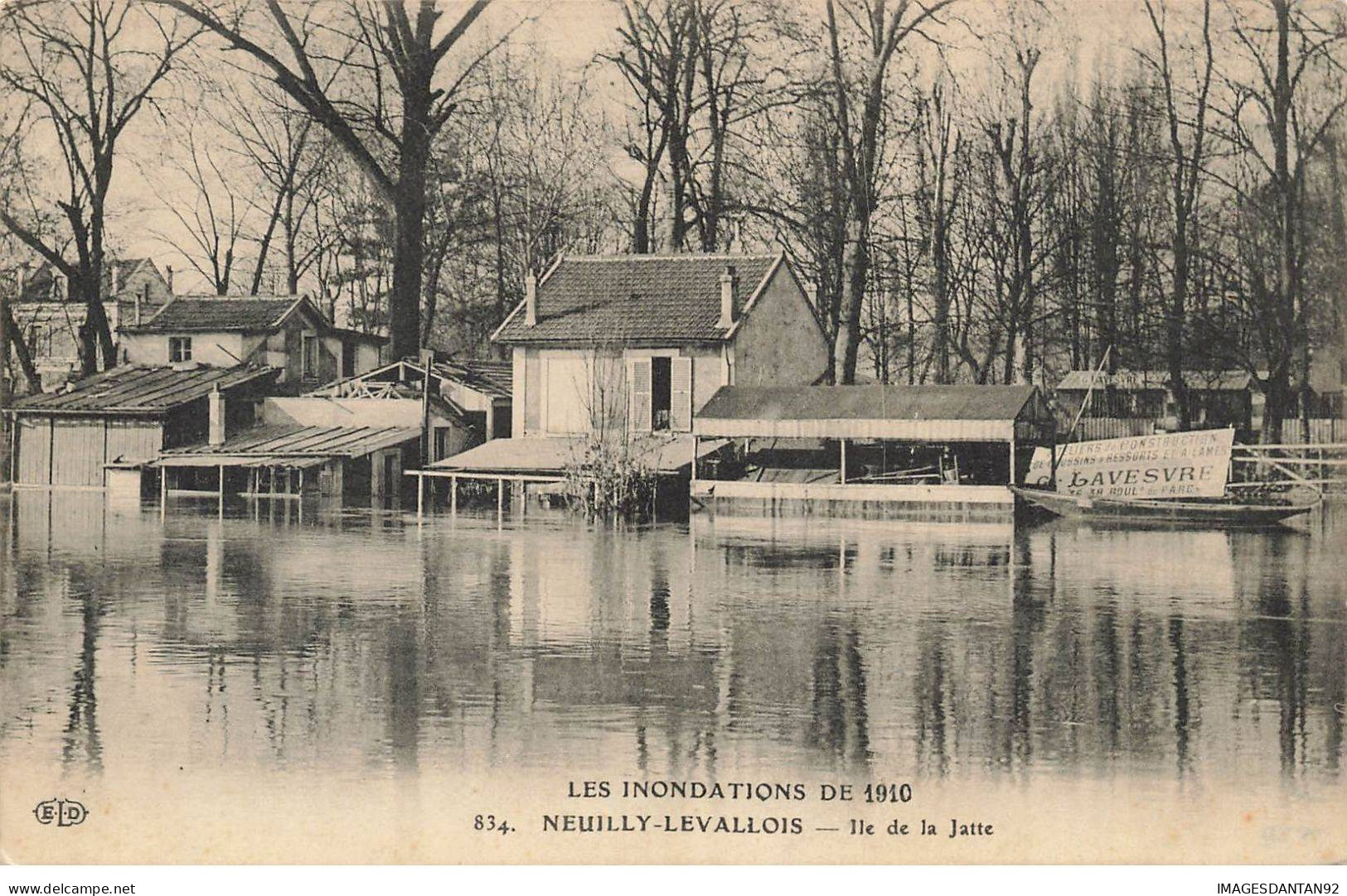 92 NEUILLY SUR SEINE LEVALLOIS AI#DC779 LES INONDATIONS DE JANVIER 1910 ILE DE LA JATTE CRUE DE LA SEINE - Neuilly Sur Seine