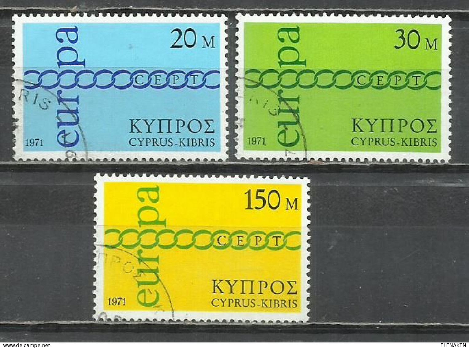 8115A-SERIE COMPLETA CHIPRE 1971 SERIE EUROPA Nº 351/353 YVERT  CALIDAD - Usados