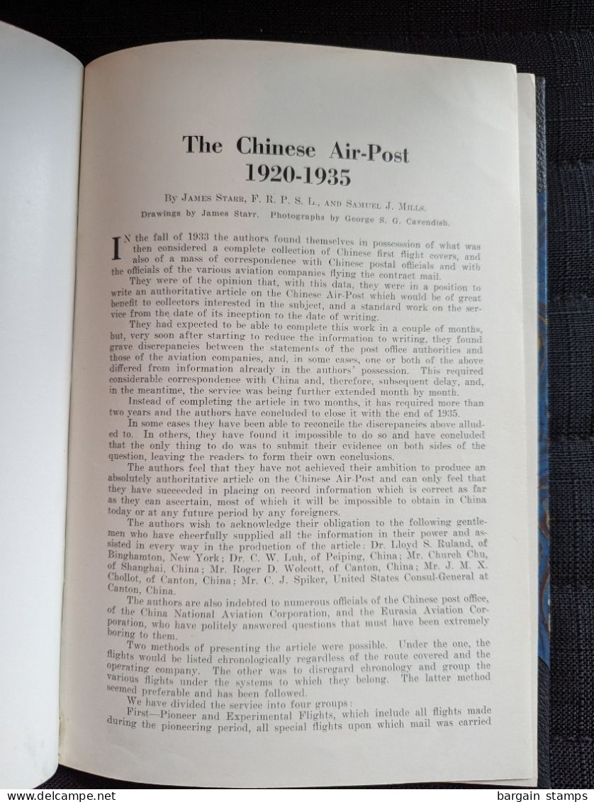 The Chinese Air-post - 1920-1935 - James Starr And Samuel J. Mills -	Reprinted From The Collectors Club Philatelist	1937 - Manuales