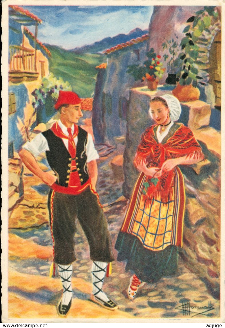 CPSM - Illustrateur HOMUALK  En Parcourant Le Roussillon - Couple Costumes Traditionnels - Vieille Rue  _1951*** 2 Scans - Homualk