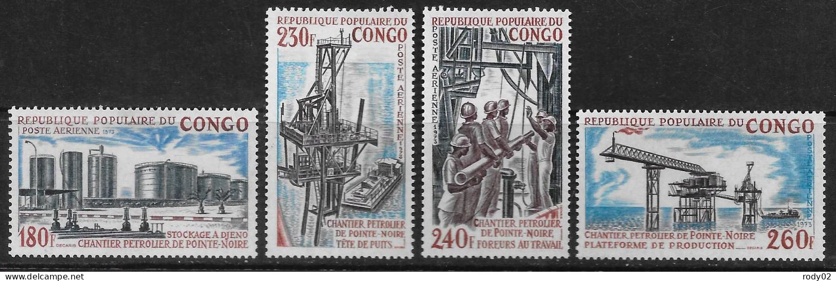 CONGO - CHANTIER PETROLIER DE POINTE-NOIRE - PA 153 A 156 - NEUF** MNH - Fabriken Und Industrien