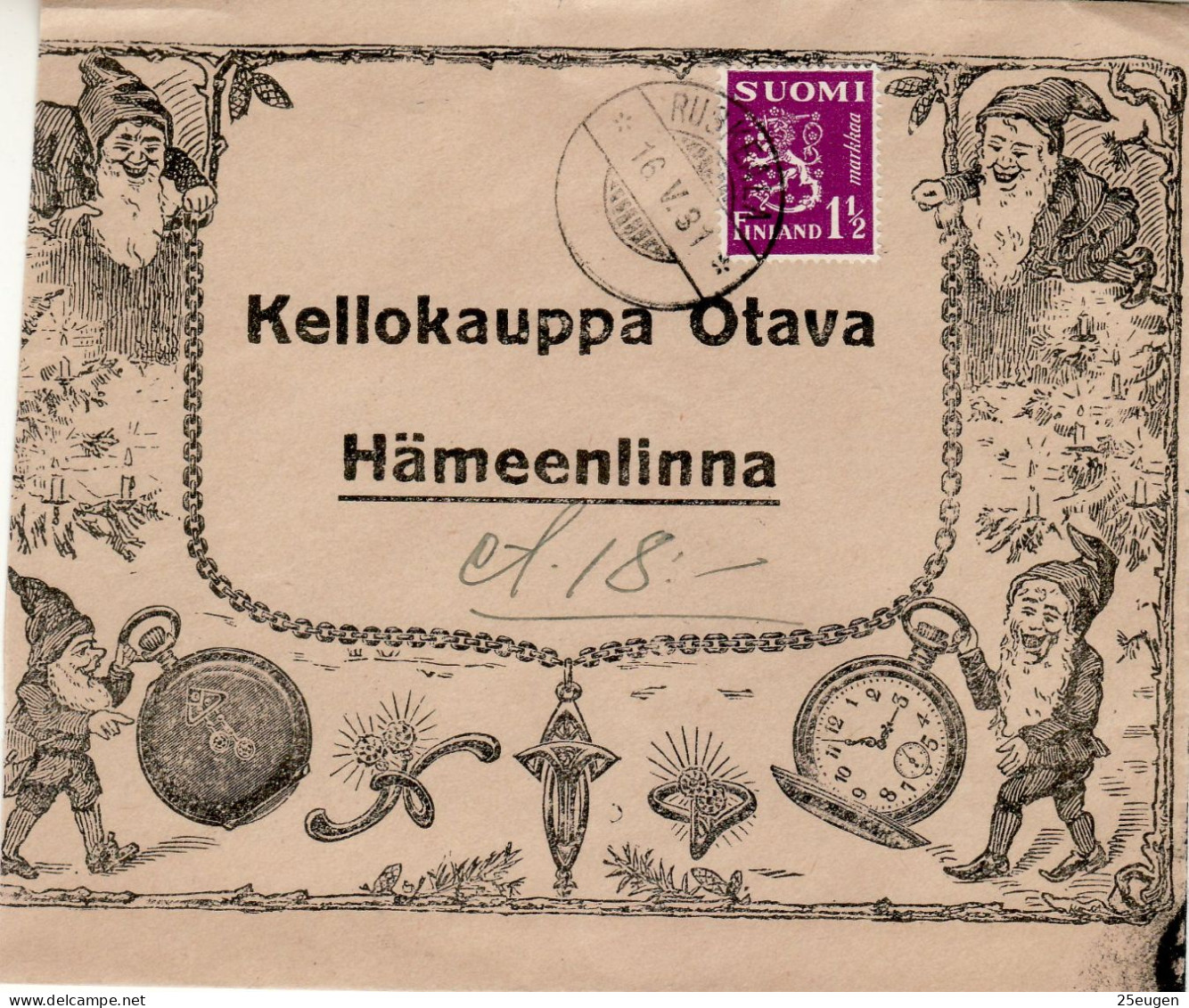 FINLAND 1931 LETTER SENT FROM RUBKEALA TO HAEMEENLINNA - Covers & Documents