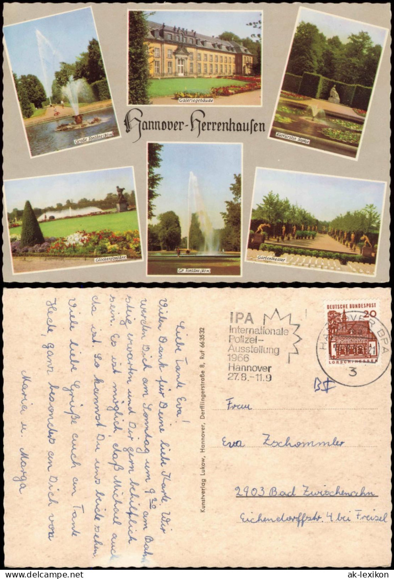 Ansichtskarte Herrenhausen-Hannover Springbrunnen Und Gartenanlagen 1966 - Hannover