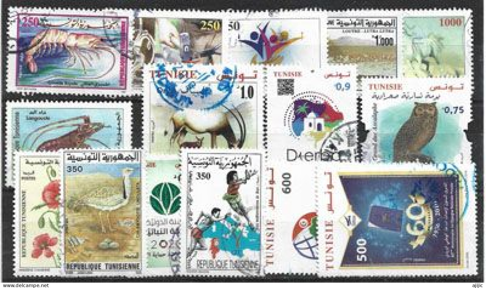 TUNISIE. Beaux Lot De 15 Timbres Recents Differents, Oblitérés, 1 ÈRE Qualité  (# 1) - Lots & Kiloware (mixtures) - Max. 999 Stamps