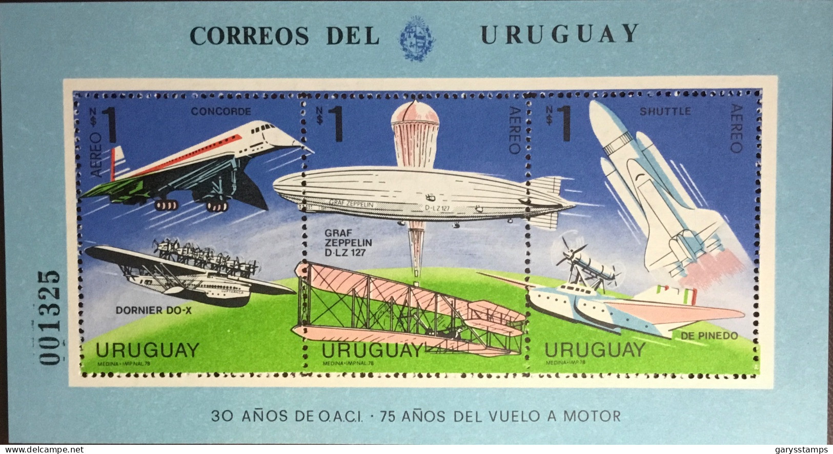 Uruguay 1978 Civil Aviation Anniversary Aircraft Minisheet MNH - Uruguay