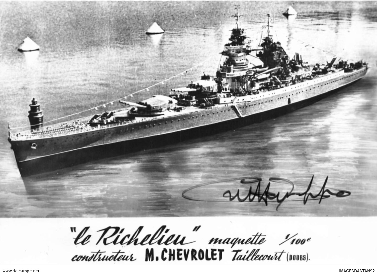 25 TAILLECOURT AK#DC473 MAQUETTE AU 1/100e DU BATEAU DE GUERRE LE RICHELIEU CONSTRUCTEUR  MR CHEVROLET TAILLECOURT - Other & Unclassified