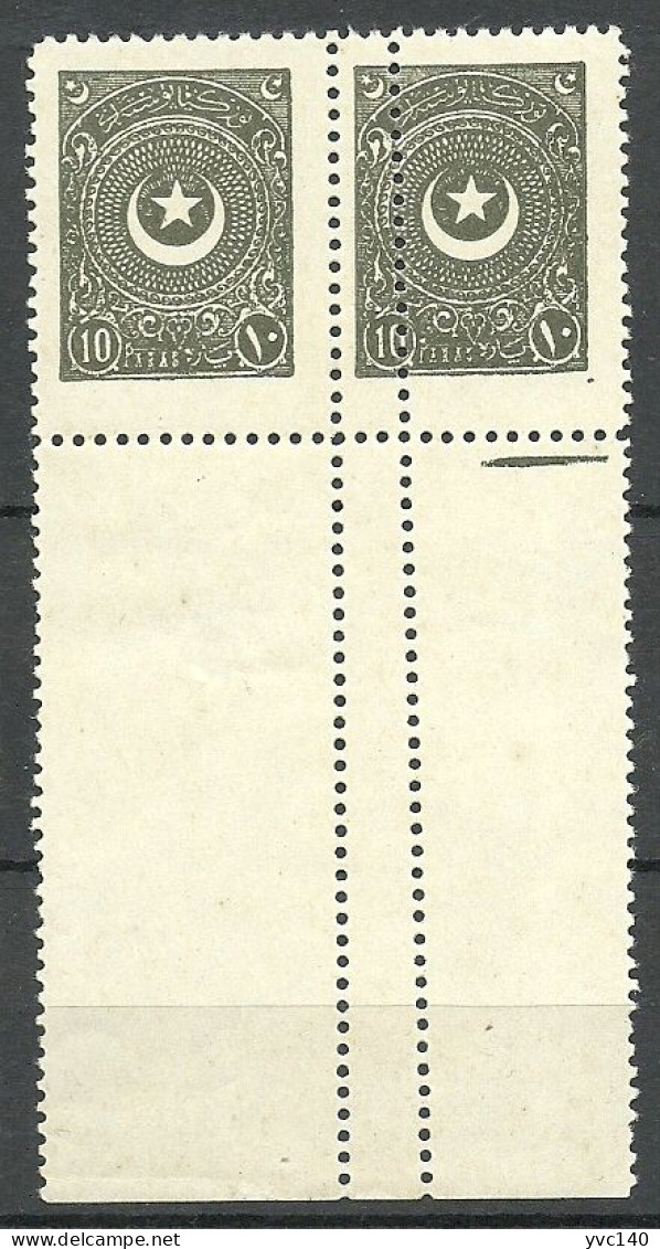 Turkey; 1924 2nd Star&Crescent Issue Stamp 10 P. "Double Perforation" ERROR - Unused Stamps