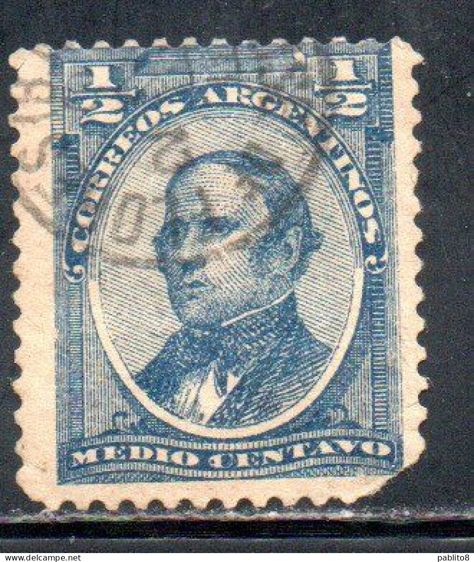 ARGENTINA 1888 1890 JUSTO JOSE DE URQUIZA  1/2c USED USADO OBLITERE' - Gebruikt