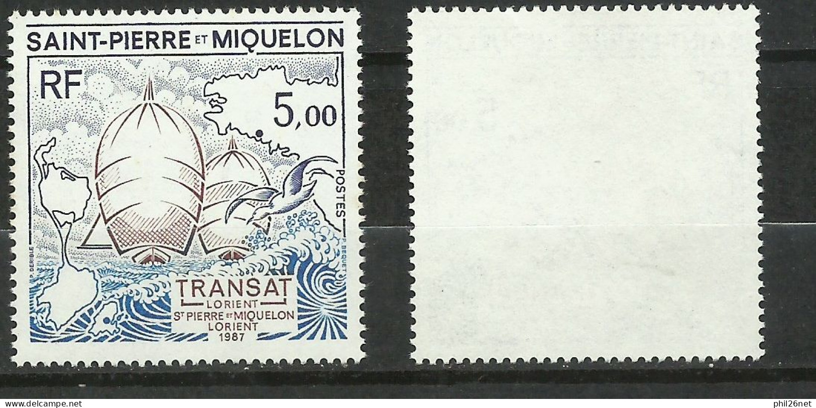 Saint Pierre Et Miquelon SPM N°  477    Course Transatlantique Voiliers  Neuf * *   B/TB  Voir Scans  Soldé  ! ! ! - Unused Stamps