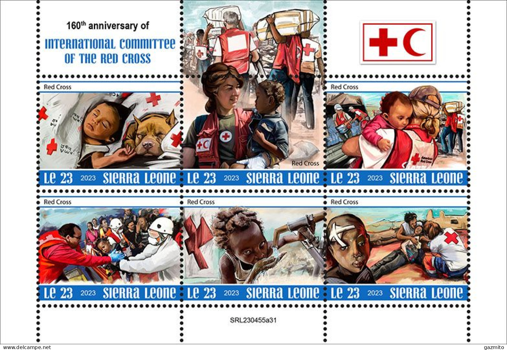 Sierra Leone 2023, Red Cross, Dog, 6val In BF - Chiens