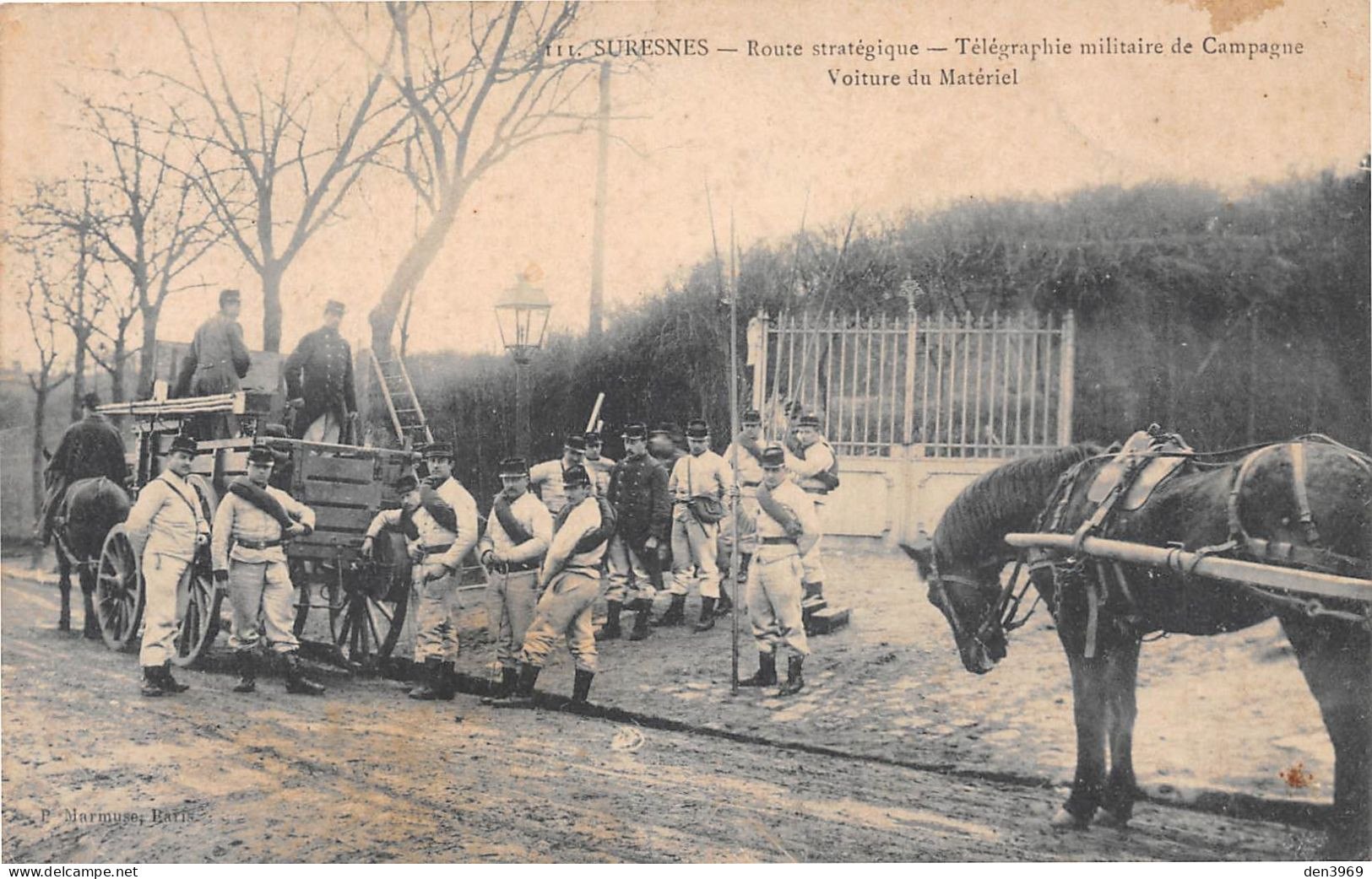 SURESNES (Hauts-de-Seine) - Route Stratégique, Télégraphie Militaire De Campagne, Voiture Du Matériel, Attelages Chevaux - Suresnes