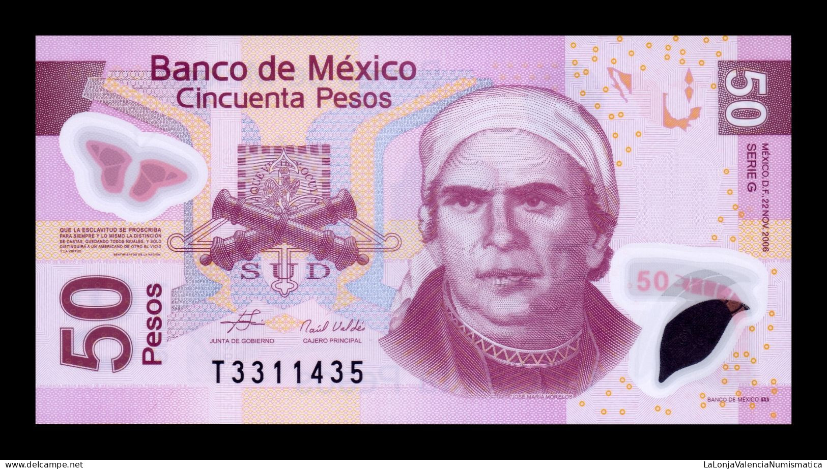 México 50 Pesos 2006 Pick 123g Serie G Polímero Sc Unc - Mexique
