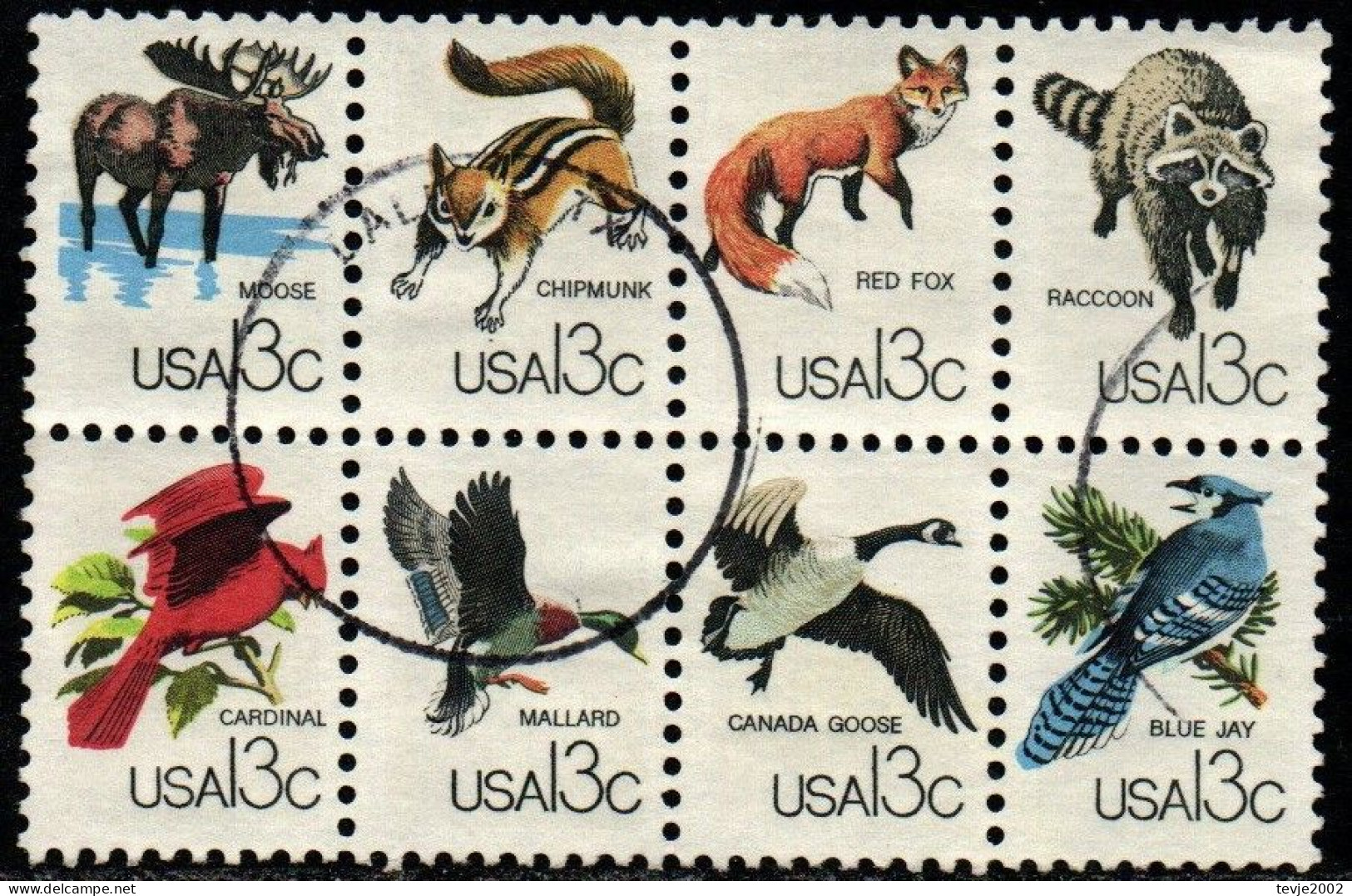 USA 1978 - Mi.Nr. 1343 - 1350 Achterblock - Gestempelt Used - Tiere Animals - Gebruikt
