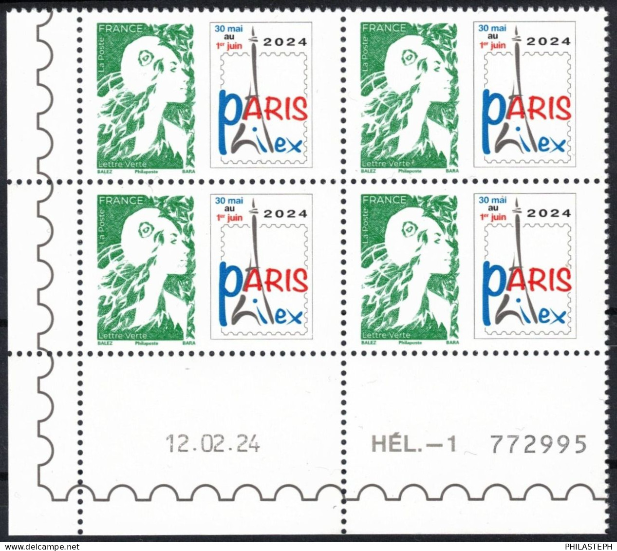 FRANCE 2024 - Bloc De 4 Coin Daté  - MARIANNE DE L’AVENIR PARIS-PHILEX 2024 - YT 5764 Neuf ** - Unused Stamps