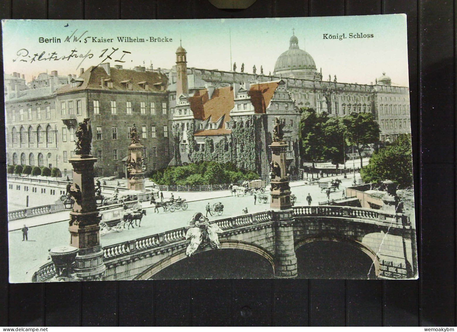 DR: AK Von Berlin Mit Kaiser Wilhelm-Brücke Und Königl. Schloß Vom 6.2.1913 Mit 5 Pf Germania Knr. 85 -re. Ecke Mit Knic - Mitte