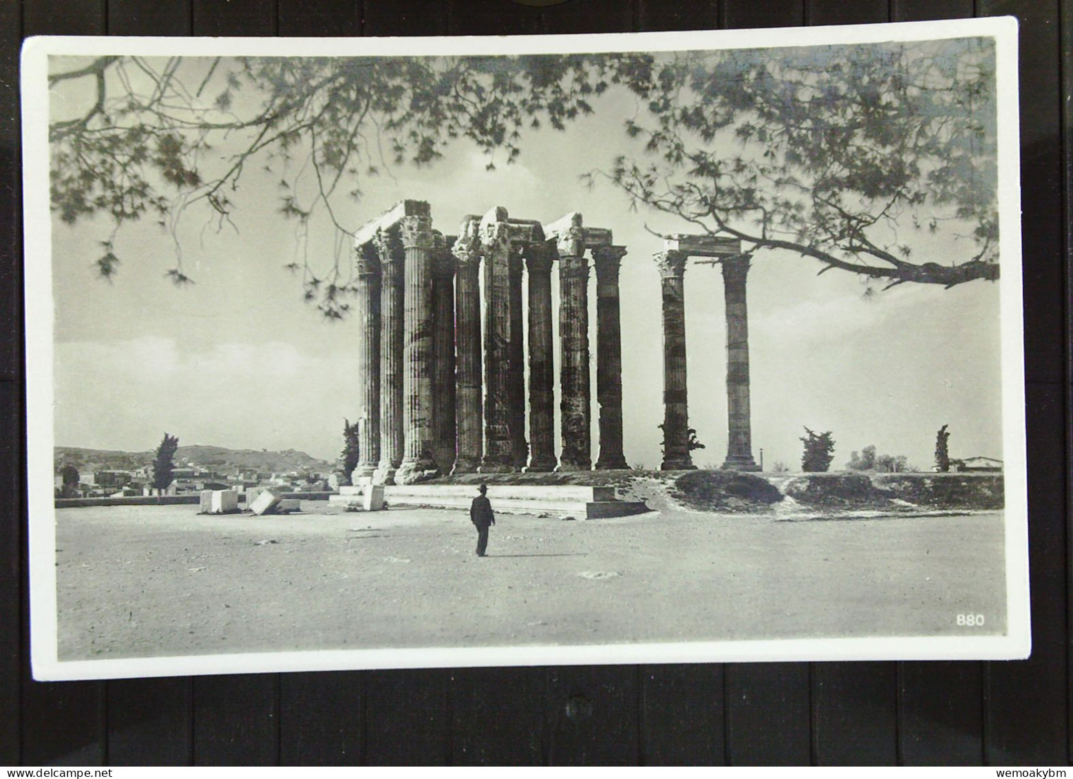 Griechenland/DR: AK Von Athen Mit Zeustempel Mit Schiffs-Stpl. LLOYD V 14.9.1936 Mit 15 Pf Hindenburg Knr. 520 Nach Wien - Grecia