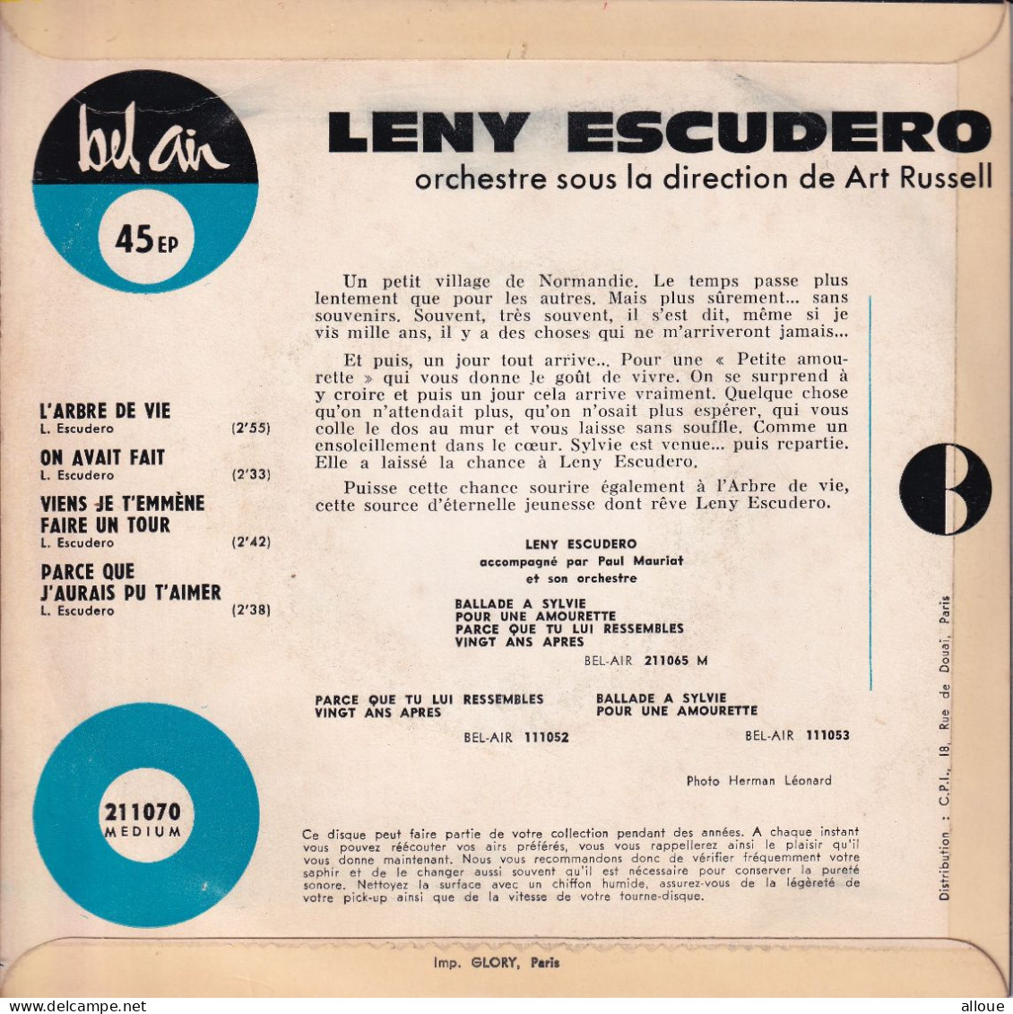 LENY ESCUDERO - FR EP - L'ARBRE DE VIE + 3 - Sonstige - Franz. Chansons