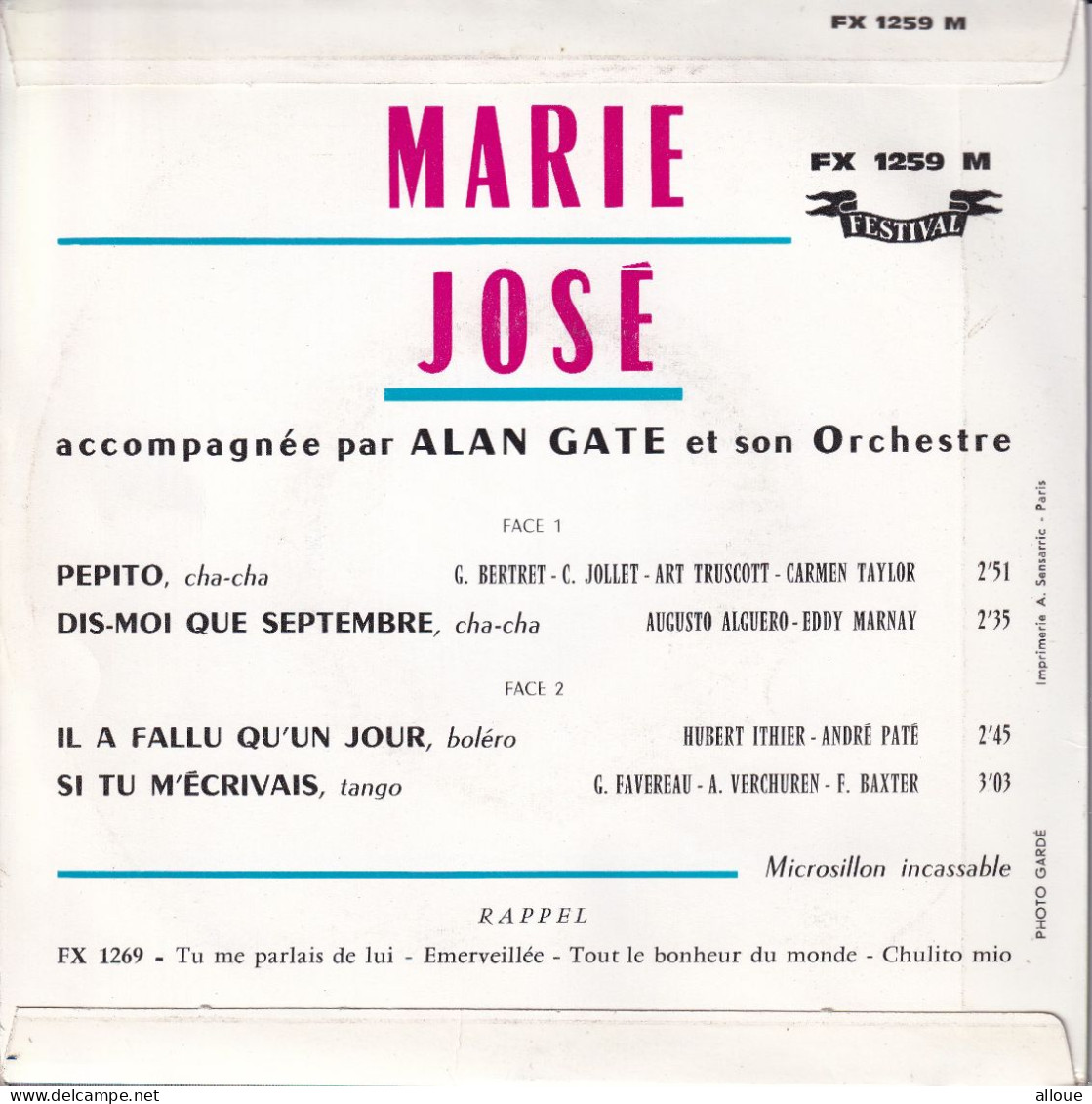 MARIE JOSE - FR EP - PEPITO + 3 - Sonstige - Franz. Chansons
