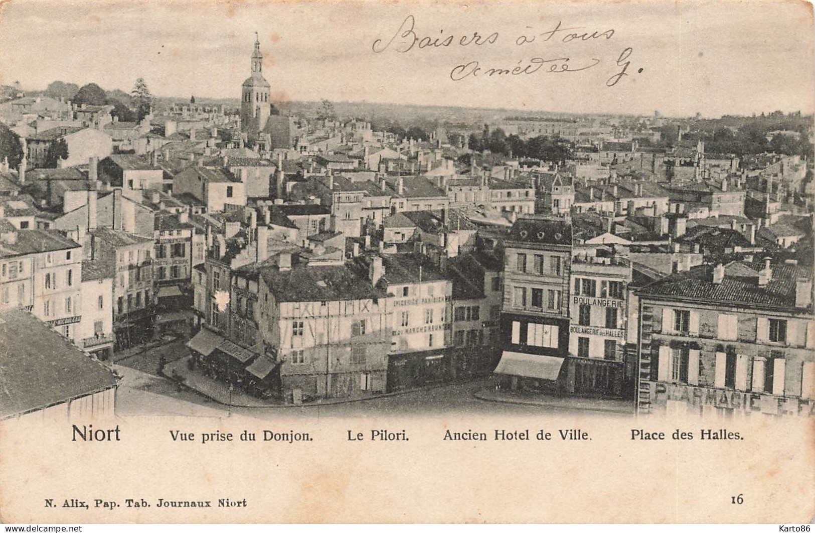 Niort * Vue Prise Du Donjon , Le Pilori , Ancien Hôtel De Ville Et Place Des Halles - Niort