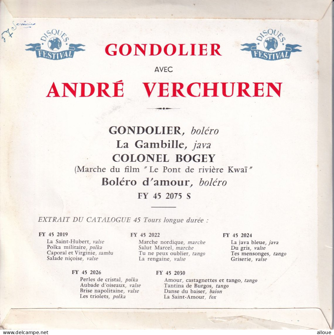 ANDRE VERCHUREN  - FR EP - GONDOLIER + 3 - Autres - Musique Française