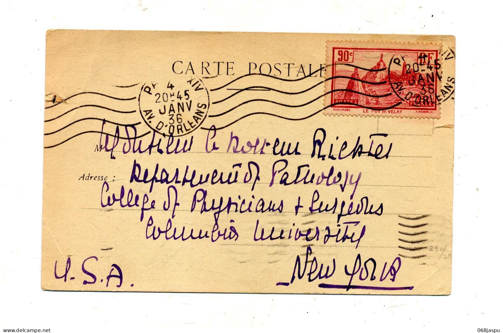 Carte Flamme Muette Paris XIV  Sur Puy  Entete Contre Peril Venerien  Flamme New York - Mechanical Postmarks (Advertisement)