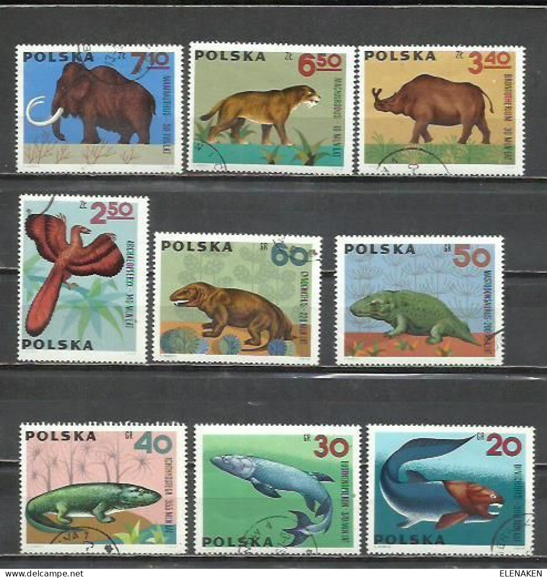 8120-POLONIA SERIE COMPLETA DINOSAURIOS, ANIMALES PREHISTORICOS 1966 N 1506/1514 - Fossilien