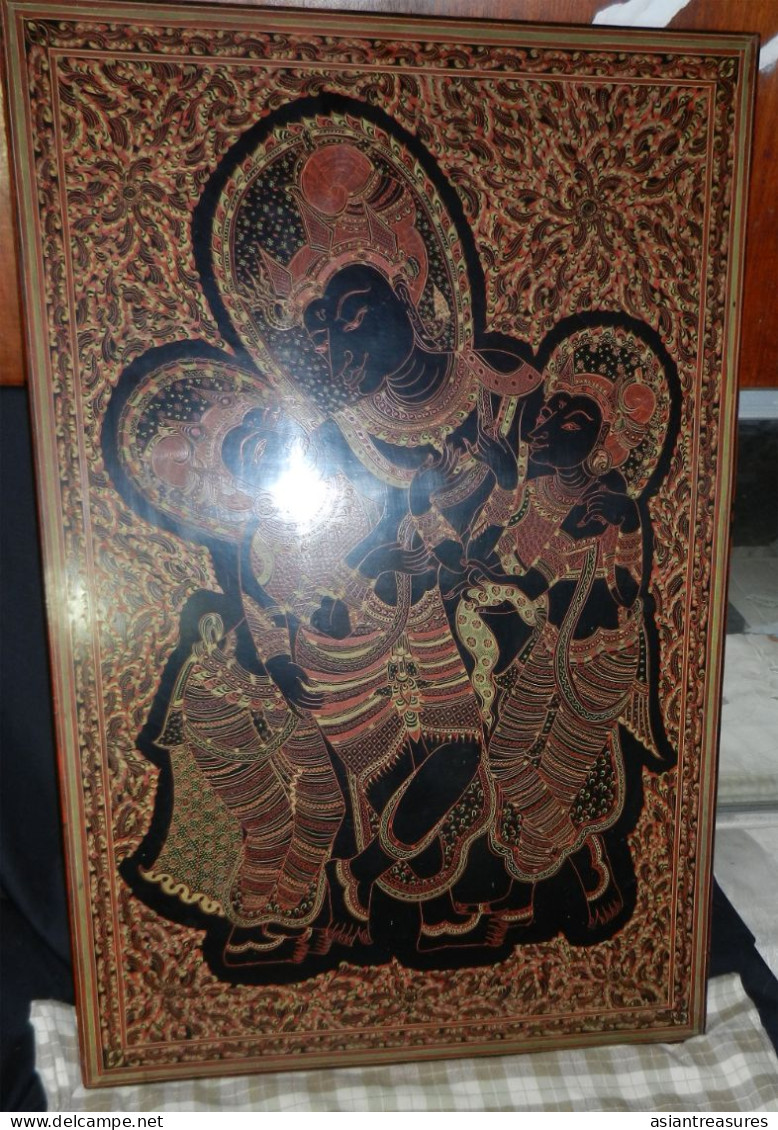 Antique Burma  Royalty Art  Museum Quality Painting Intricate Work - Art Asiatique